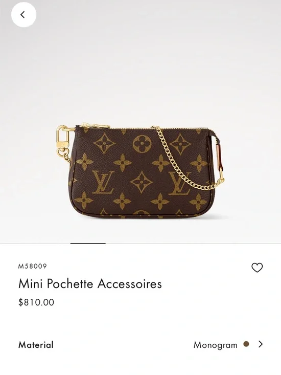 Louis Vuitton Mini Pochette Accessoires in Brown and Gold Monogram - Picture 1 of 5